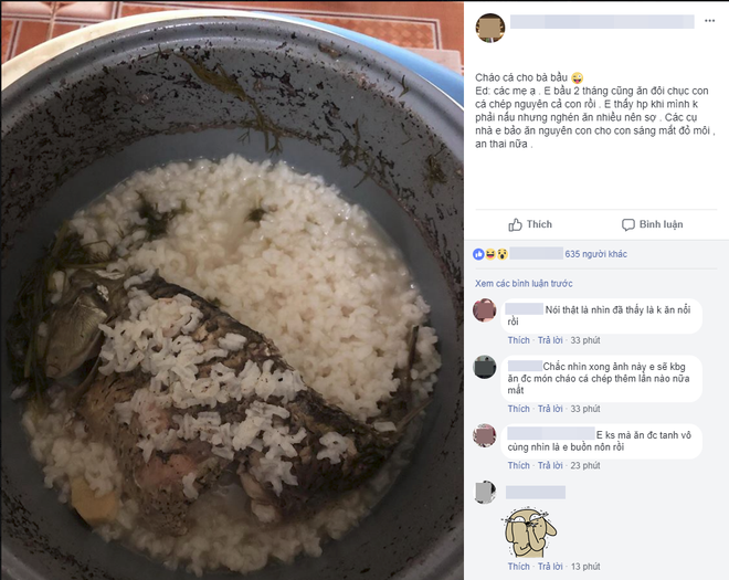 Mẹ bầu hạnh phúc khoe được tẩm bổ bằng cháo cá chép nguyên con, hội chị em nhìn ảnh rồi chê lên chê xuống