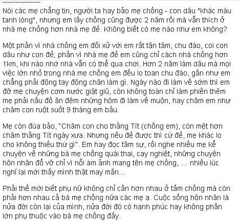 Tâm sự của cô con dâu 9X: Thích ở nhà mẹ chồng hơn mẹ đẻ