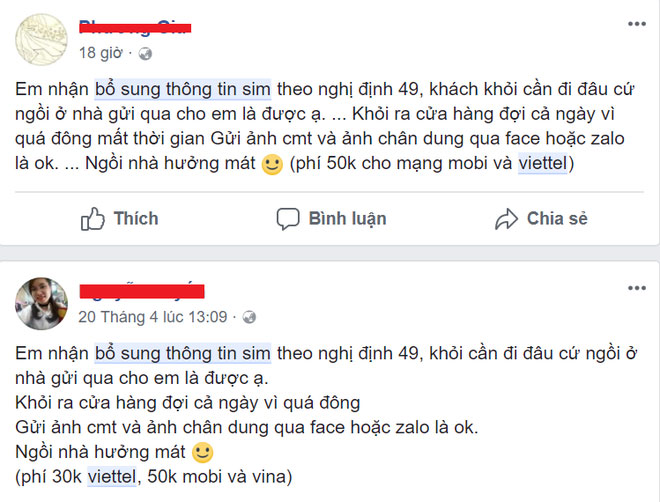 Kiếm tiền triệu/ngày nhờ nhận đăng kí thông tin và ảnh chân dung thuê bao hộ người khác
