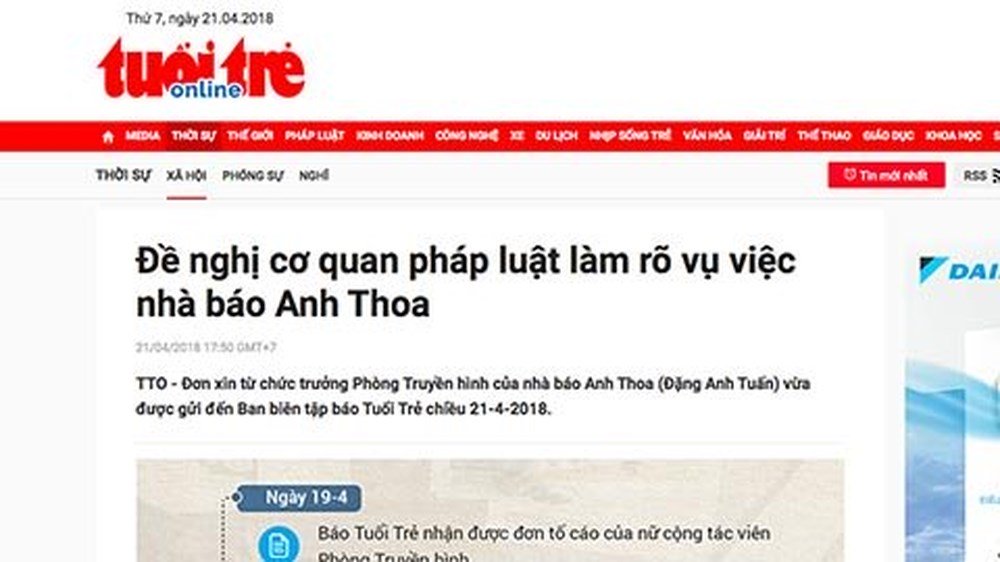 Công an điều tra vụ nghi xâm hại tình dục liên quan nhà báo Anh Thoa