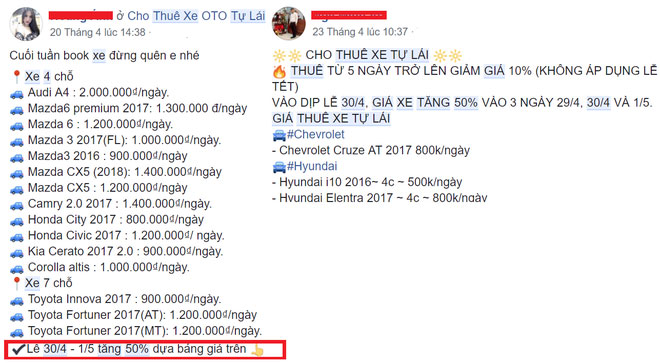 Giá tăng 50% nhưng khách hàng vẫn méo mặt vì không thuê được xe dịp nghỉ lễ 30/4