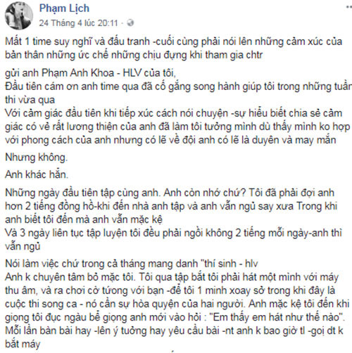 Tố HLV vô trách nhiệm, thí sinh đội Phạm Anh Khoa bị antifan đe dọa Tố HLV vô trách nhiệm, thí sinh đội Phạm Anh Khoa bị antifan đe dọa