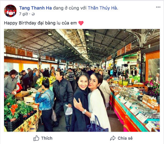 Hà Tăng gửi lời chúc mừng sinh nhật đại bàng Thân Thúy Hà trong hội bạn thân thiết đã 10 năm