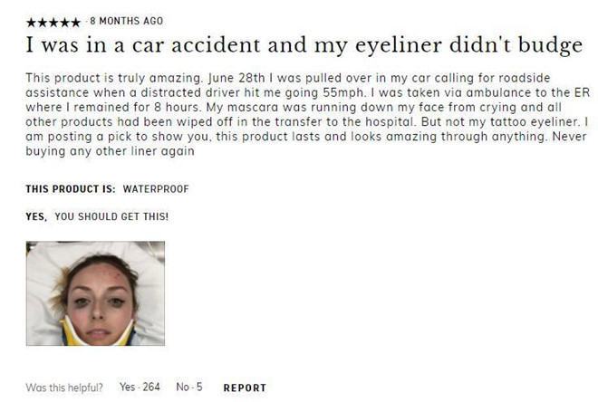 Cô gái gặp tai nạn xe vẫn không quên chụp ảnh review bút kẻ mắt