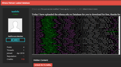 Dữ liệu của một trung tâm an ninh mạng Việt Nam bị lộ