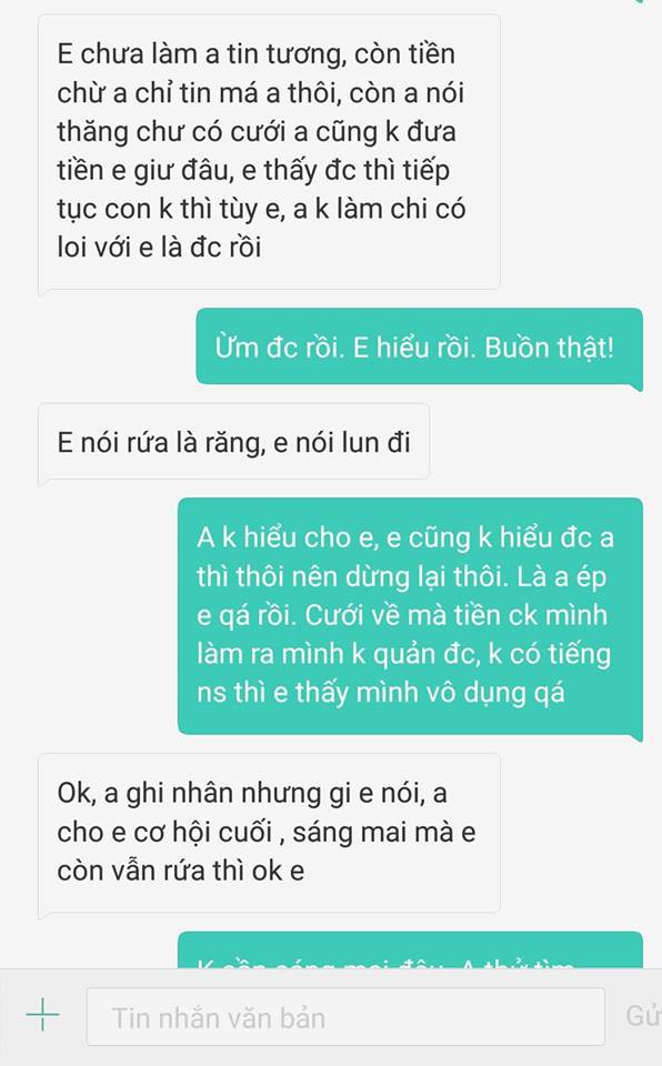 Cô gái dứt khoát chia tay vì chồng sắp cưới tuyên bố không tin tưởng vợ, sẽ đưa hết tiền bạc cho mẹ đẻ sau khi kết hôn