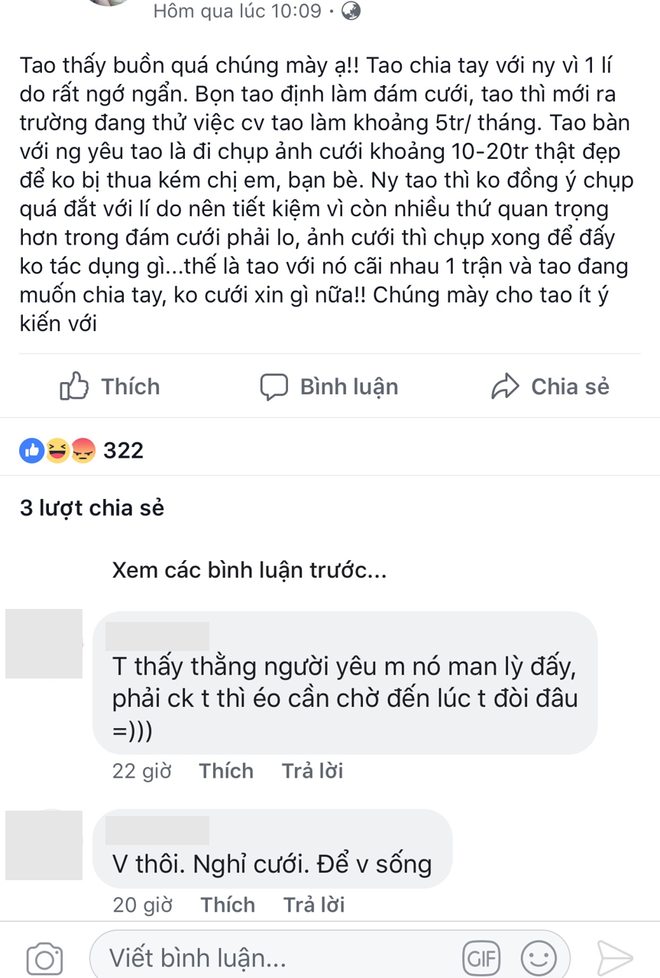 Lương tháng 5 triệu đòi chụp ảnh cưới hàng chục triệu, cô nàng không những bị người yêu chia tay mà chị em còn lên án