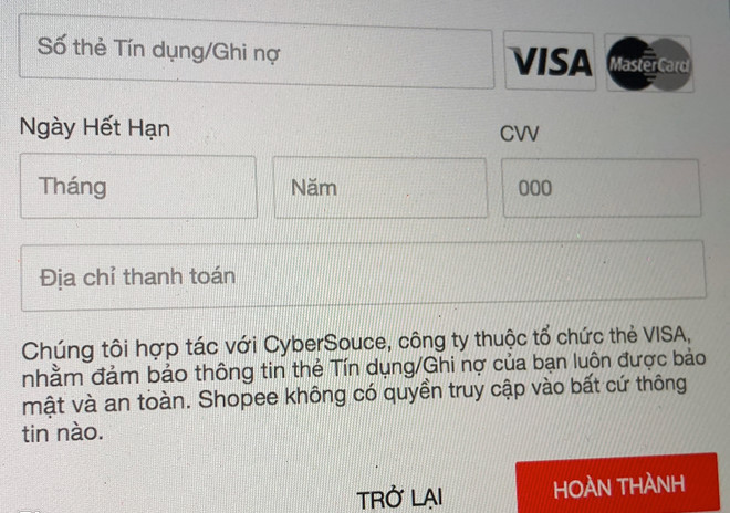 Thẻ Visa liên kết Shopee bị mất tiền không rõ lý do