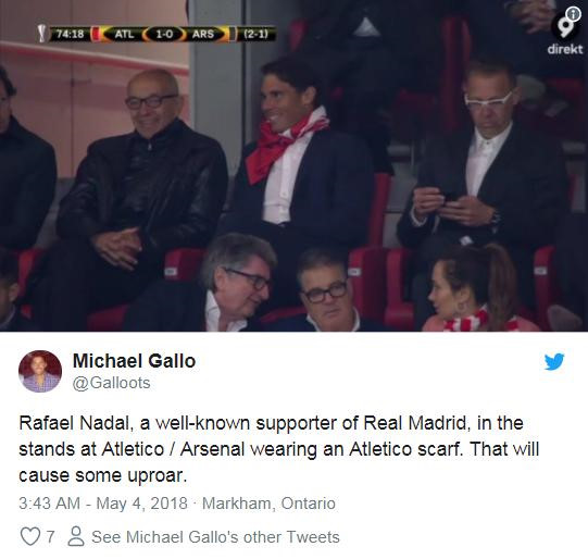 Cổ vũ Atletico, Rafael Nadal bị fan Real gọi là rắn độc