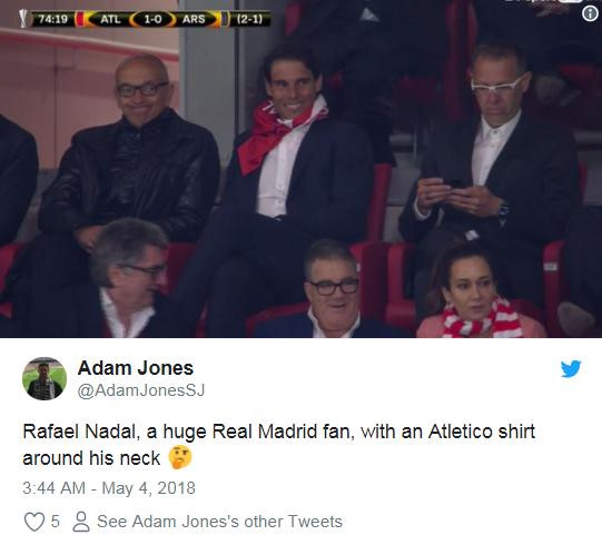 Cổ vũ Atletico, Rafael Nadal bị fan Real gọi là rắn độc