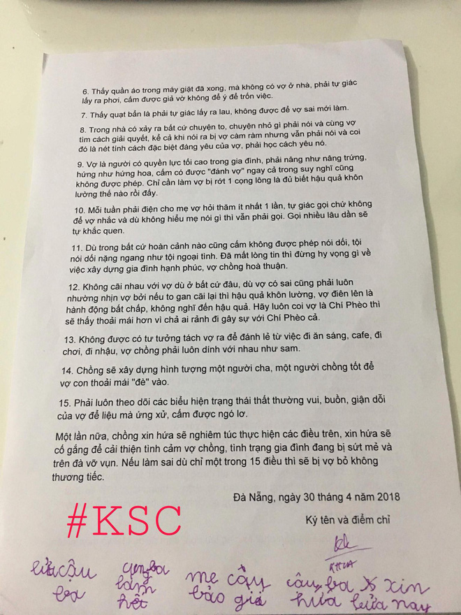 Bản cam kết chồng kí nhân sinh nhật tuổi 31 của vợ gây nhiều ý kiến trái chiều trên MXH