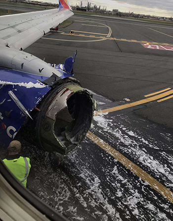 Cửa sổ máy bay Mỹ vỡ do trúng mảnh vỏ động cơ