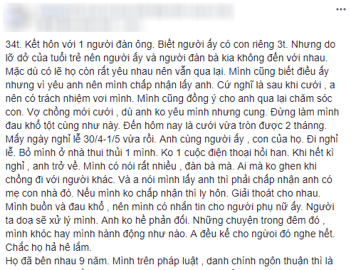 Vì yêu nên chấp nhận lấy người đàn ông đã có con riêng ngoài giá thú, cuối cùng cô nàng đau đớn nhận ra mình chỉ là bức bình phong