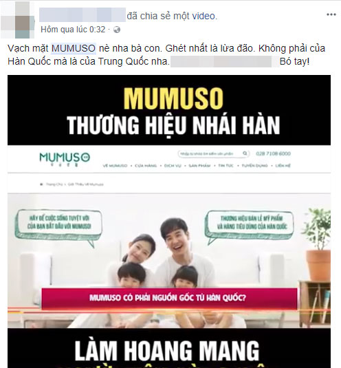 Đại diện Mumuso lên tiếng sau khi truyền thông Hàn nghi ngờ thương hiệu này đang lừa dối người tiêu dùng Việt Đại diện Mumuso lên tiếng sau khi truyền thông Hàn nghi ngờ thương hiệu này đang lừa dối người tiêu dùng Việt