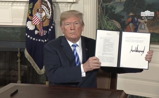 NÓNG: Tổng thống Trump quyết định rút Mỹ khỏi thỏa thuận hạt nhân Iran NÓNG: Tổng thống Trump quyết định rút Mỹ khỏi thỏa thuận hạt nhân Iran