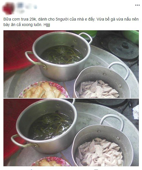 Bức ảnh mâm cơm 5 người ăn chưa đến 30 nghìn, lại vừa bế con vừa nấu của mẹ trẻ gây tranh cãi