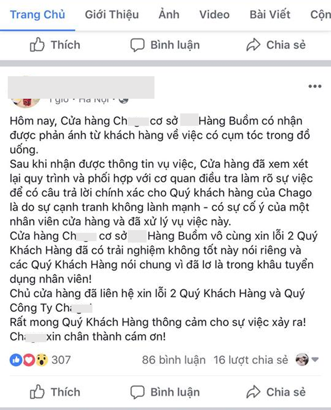 Tố trà sữa của một thương hiệu có tiếng Hà Nội có cả búi tóc và rác, khách hàng còn bị nghi ngờ bịa chuyện chơi xấu