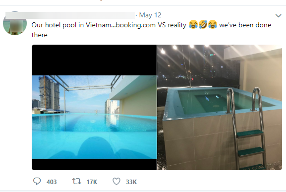 Háo hức book khách sạn qua mạng vì hồ bơi đẹp, cô gái khóc thét vì thực tế quá tàn nhẫn