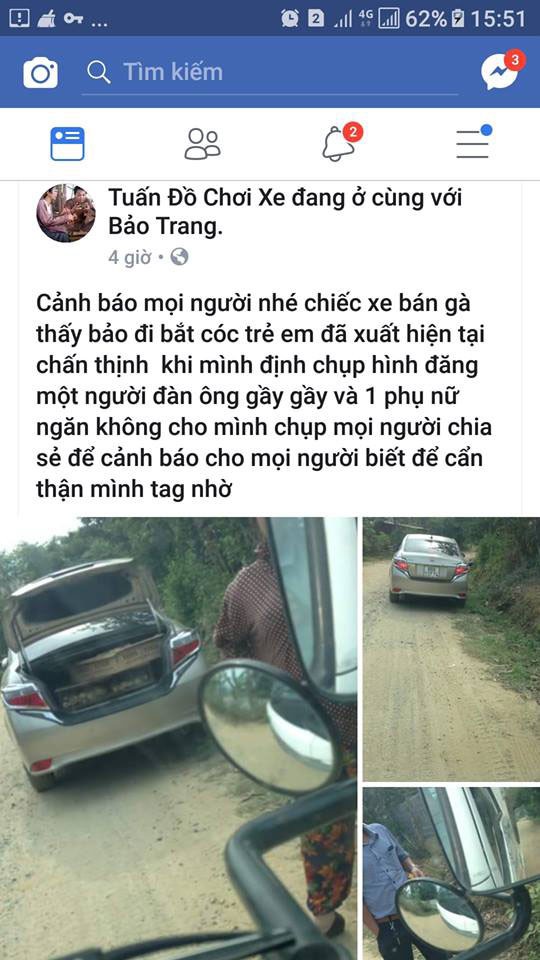 Dân vây bắt hai vợ chồng đi ô tô bán gà giống vì nghi ngờ bắt cóc trẻ em