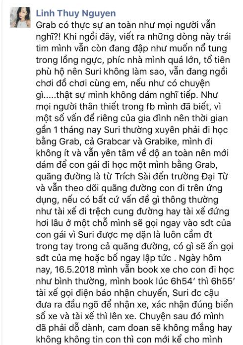 Grab xin lỗi khách hàng, tạm ngưng quyền sử dụng ứng dụng của tài xế bị tố gạ gẫm bé gái 9 tuổi