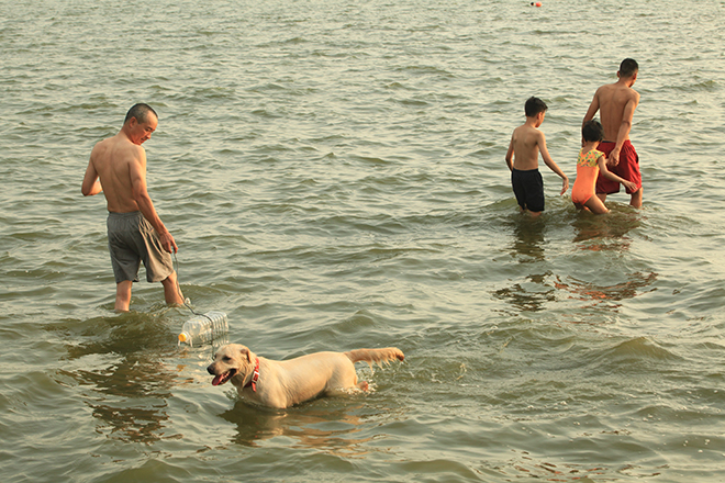 Nắng nóng, người dân giải nhiệt ở bể bơi lớn nhất Hà Nội