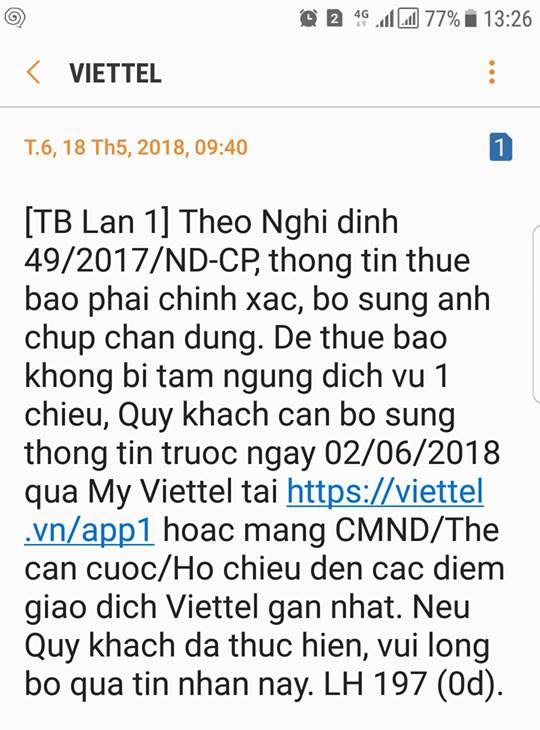 Khách hàng Viettel có thể tự gia hạn 3 ngày sau khi thuê bao bị khóa 1 chiều