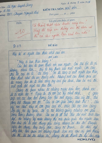 Bài văn điểm 10 về bạn thân khiến nhiều người rơi nước mắt