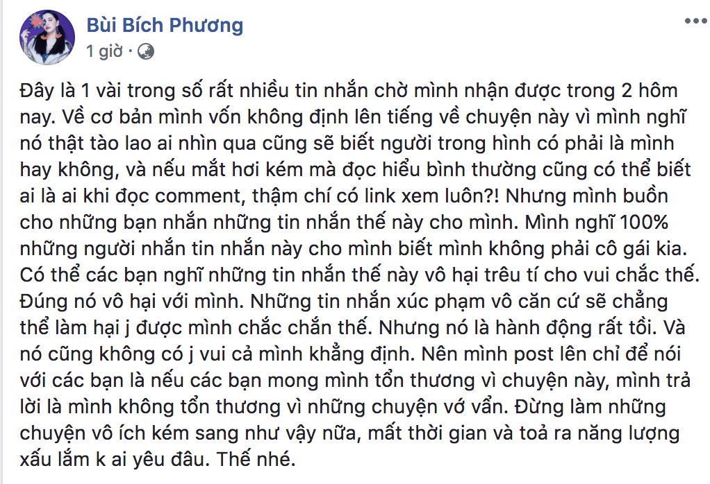 Bị khủng bố tin nhắn vì giống một diễn viên đóng phim người lớn, Bích Phương mạnh mẽ đáp trả!