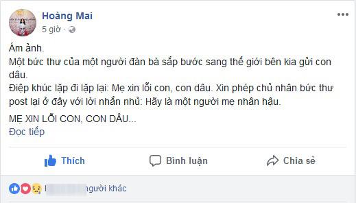 Mẹ chồng sắp sang thế giới bên kia gửi thư xin lỗi con dâu khiến người đọc cay sống mũi