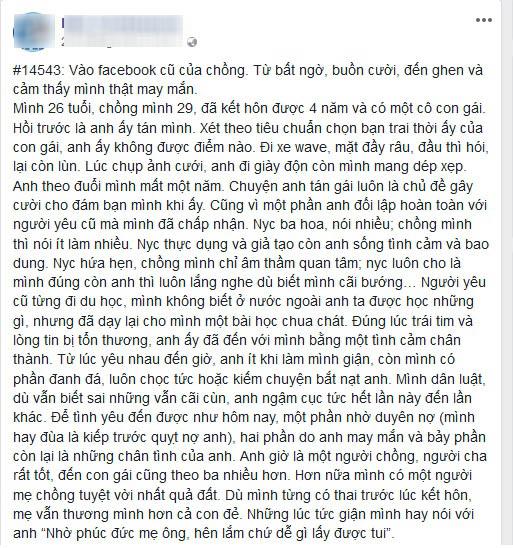 Lén vào facebook chồng, bí mật về người yêu cũ khiến vợ trẻ vừa giận vừa thương lại vừa nể