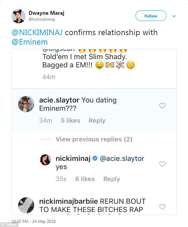 Nicki Minaj bất ngờ xác nhận đang hẹn hò với Eminem