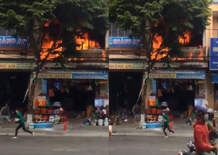Cửa hàng cháy rừng rực, dân bỏ chạy tán loạn