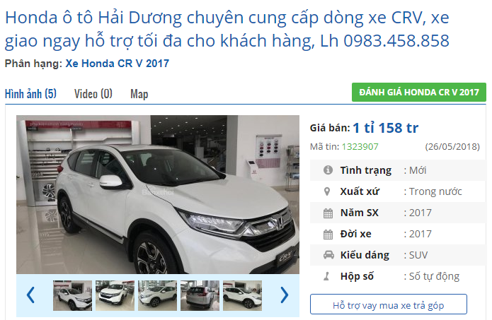 Honda CR-V đã qua sử dụng rao bán đắt hơn xe mới