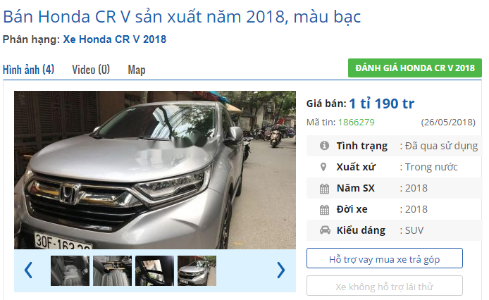 Honda CR-V đã qua sử dụng rao bán đắt hơn xe mới