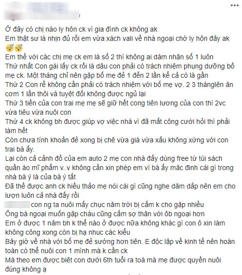 Cô nàng quyết định ôm con về nhà ngoại vì 4 nguyên tắc làm dâu mẹ chồng đặt ra, chị em nóng mắt nhất với điều số 1