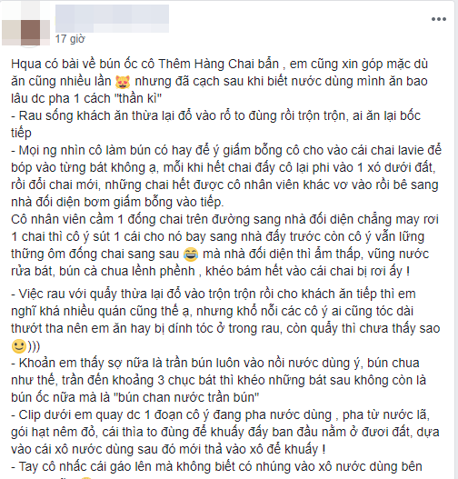 Quán bún ốc cô Thêm nổi tiếng Hà Nội bị tố pha nước dùng mất vệ sinh, chủ quán lên tiếng: 4 đời nhà tôi bán chả làm sao...
