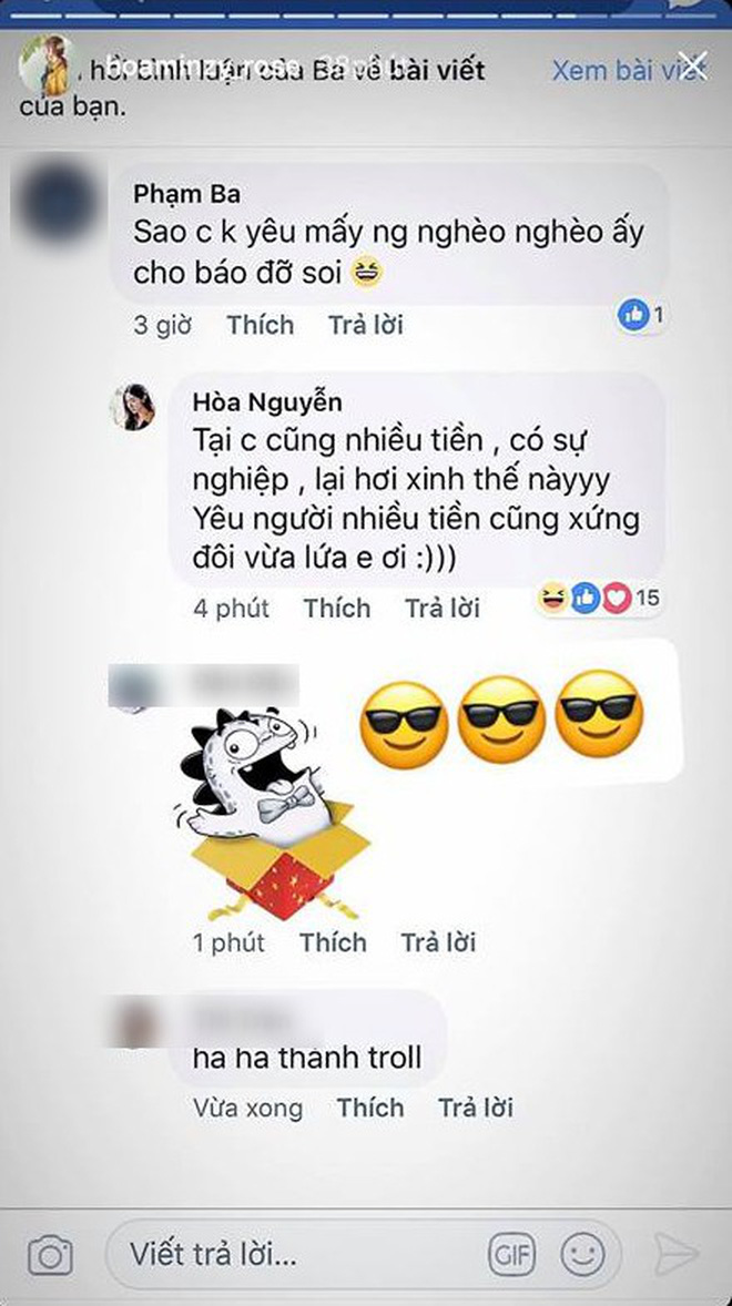 Bạn trai bị rủ chat xxx, Hoà Minzy không ngần ngại đáp trả cực gắt: Không thấy vợ người ta lù lù đây à?