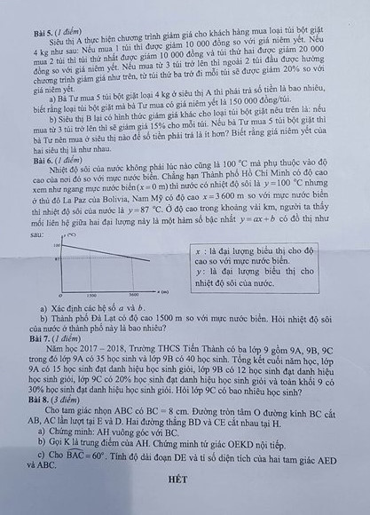 Bài giải đề thi môn Toán vào lớp 10 ở Sài Gòn