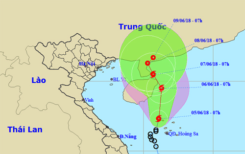 Áp thấp nhiệt đới mạnh lên thành bão, hướng vào Trung Quốc