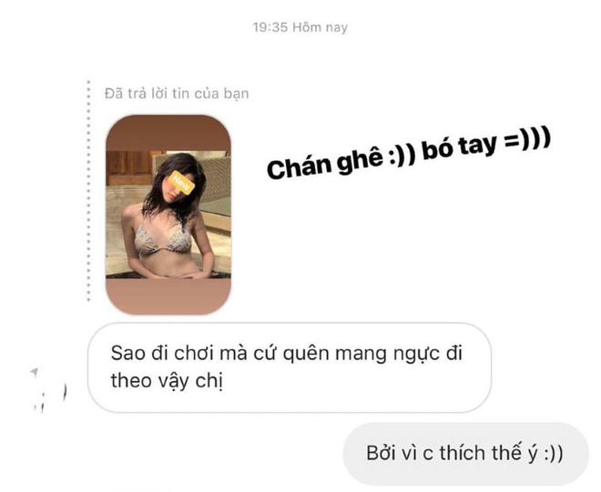 Bị nói đi chơi mà quên mang ngực, hotgirl Minh Ngọc đáp lại một câu xanh rờn khiến anti-fan tắt đài Bị nói đi chơi mà quên mang ngực, hotgirl Minh Ngọc đáp lại một câu xanh rờn khiến anti-fan tắt đài