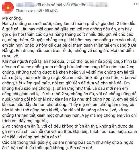 Khoe mẹ chồng ảnh mâm cơm thường ngày, nàng dâu nghe mắng té tát, bị nghi dè sẻn để dấm dúi tiền cho nhà ngoại