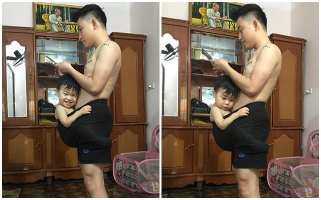 Bé trai 19 tháng ngủ say trong 1 phút nhờ được bố ru theo cách chẳng giống ai