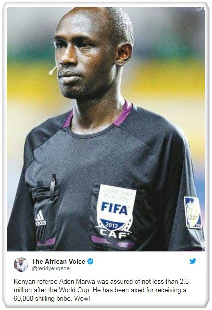Nhận hối lộ, trọng tài bị đuổi khỏi World Cup 2018