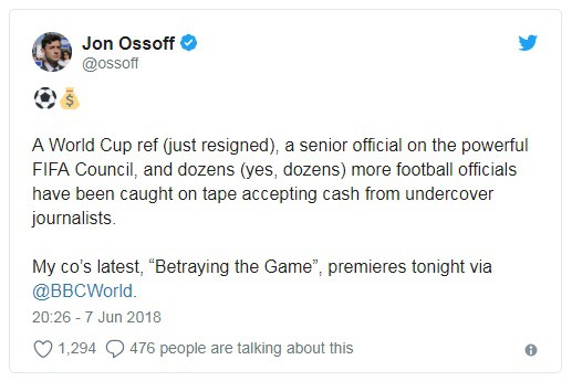 Nhận hối lộ, trọng tài bị đuổi khỏi World Cup 2018