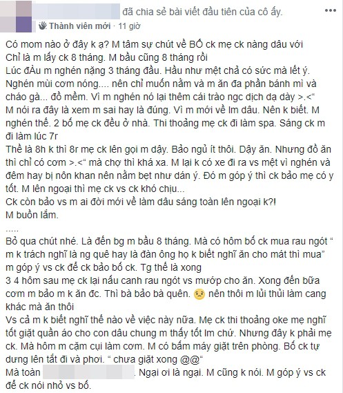 Được bố chồng giặt đồ hộ vẫn lên mạng kể khổ, cô gái bị chị em mắng: Không biết về làm dâu hay làm bà hoàng
