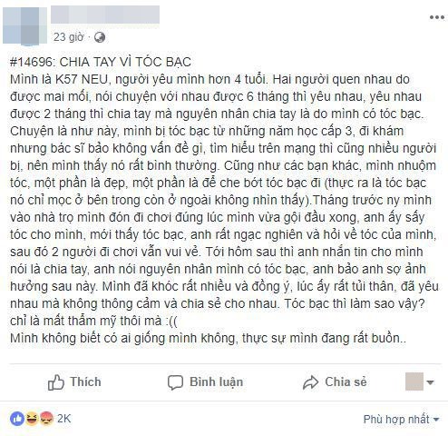 Cô gái bị người yêu đá phũ vì lý do chẳng ai ngờ: Tại em có tóc bạc, anh sợ ảnh hưởng sau này