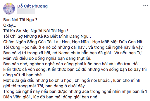 Bị xúc phạm, Cát Phượng bức xúc đăng đàn phản pháo