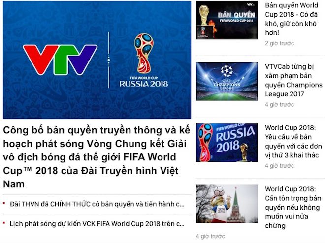 VTV kêu gọi đừng livestream World Cup 2018 lên Facebook, YouTube