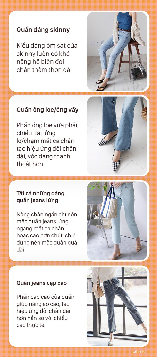 Nàng nào chân ngắn thử ngay mấy dáng quần jeans này, nhìn cao thêm cả chục phân chứ chẳng ít Nàng nào chân ngắn thử ngay mấy dáng quần jeans này, nhìn cao thêm cả chục phân chứ chẳng ít