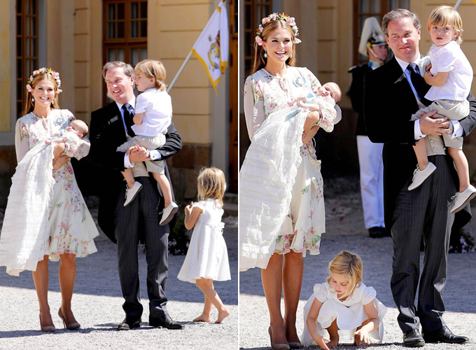 Công chúa Thụy Điển trừng mắt khi con gái lăn lộn trong lễ rửa tội